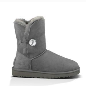 Uggs Short Bailey Bling Button Grey UGG Boots Size 8